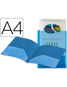 CARPETA LIDERPAPEL DOSSIER DOS BOLSAS CANGURO 45682 POLIPROPILENO DIN A4 AZUL