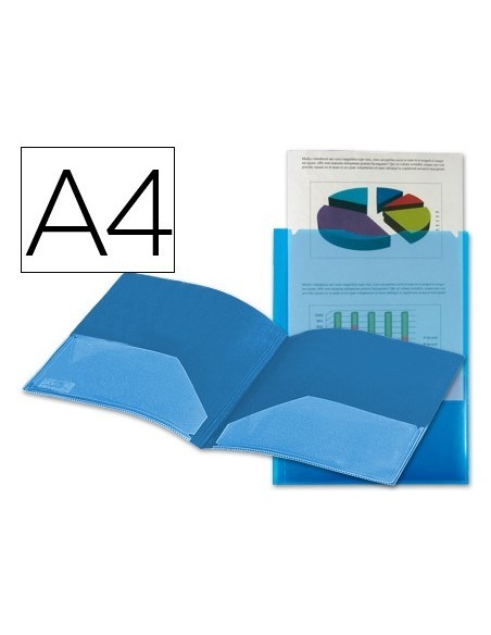 CARPETA LIDERPAPEL DOSSIER DOS BOLSAS CANGURO 45682 POLIPROPILENO DIN A4 AZUL