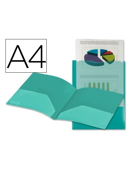 CARPETA LIDERPAPEL DOSSIER DOS BOLSAS CANGURO 45683 POLIPROPILENO DIN A4 VERDE