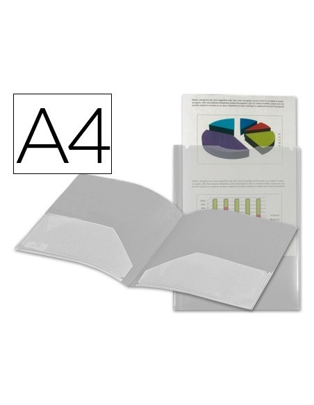 CARPETA LIDERPAPEL DOSSIER DOS BOLSAS CANGURO 45684 POLIPROPILENO DIN A4 TRANSPARENTE