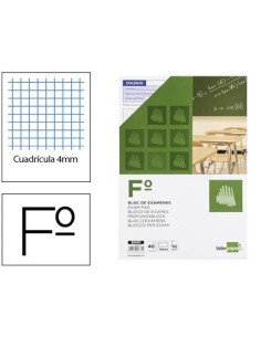 BLOC EXAMENES LIDERPAPEL CUADRO 4MM FOLIO 40 HOJAS 60G/M2