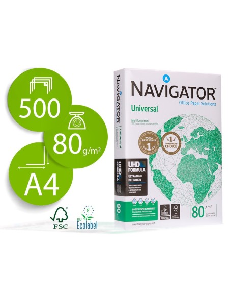 PAPEL FOTOCOPIADORA NAVIGATOR DIN A4 80 GRAMOS PAQUETE DE 500 HOJAS