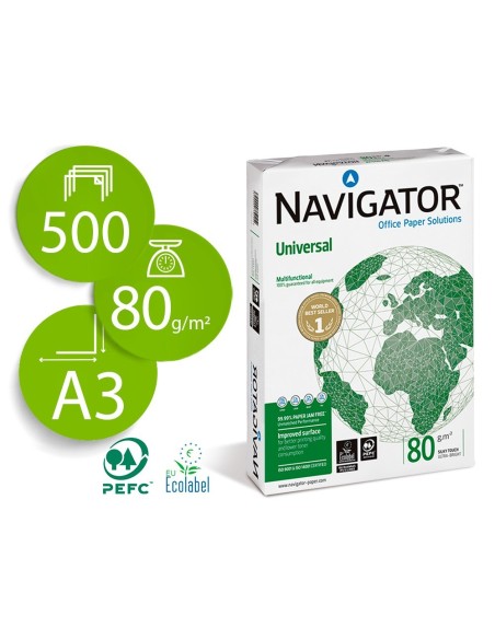 PAPEL FOTOCOPIADORA NAVIGATOR DIN A3 80 GRAMOS PAPEL MULTIUSO INK-JET Y LASERPAQUETE DE 500 HOJAS
