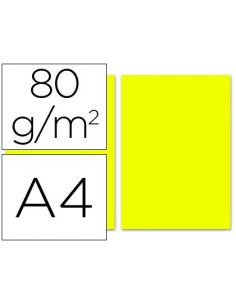 PAPEL COLOR LIDERPAPEL A4 80G/M2 LIMON PAQUETE DE 100