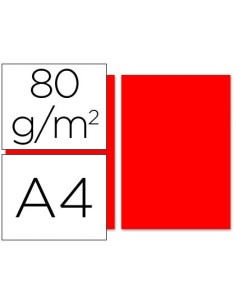 PAPEL COLOR LIDERPAPEL A4 80G/M2 ROJO PAQUETE DE 100