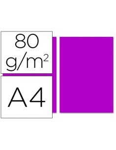 PAPEL COLOR LIDERPAPEL A4 80G/M2 FUCSIA PAQUETE DE 100