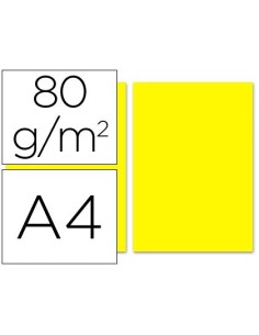 PAPEL COLOR LIDERPAPEL A4 80G/M2 AMARILLO PAQUETE DE 100