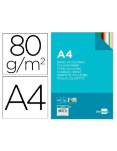 PAPEL COLOR LIDERPAPEL A4 80G/M2 10 COLORES SURTIDOS PAQUETE DE 100 HOJAS