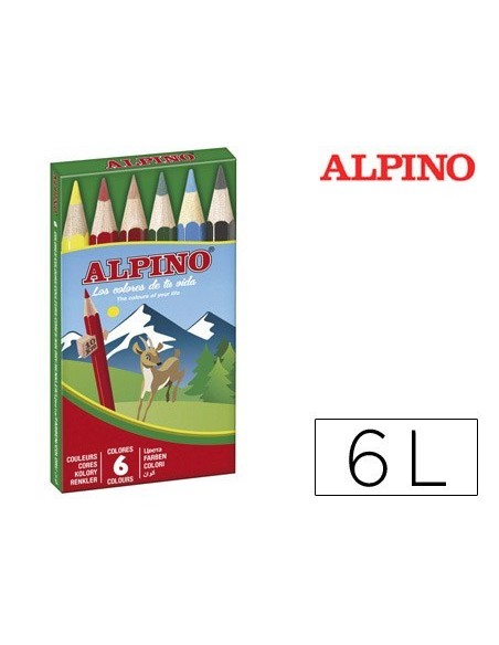 LAPICES DE COLORES ALPINO 651 CAJA DE 6 COLORES CORTOS