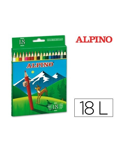 LAPICES DE COLORES ALPINO 656 CAJA DE 18 COLORES LARGOS
