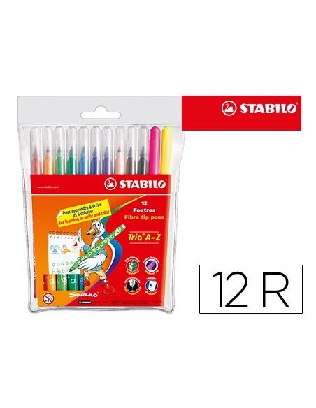 ROTULADOR STABILO TRIO A-Z CAJA DE 12 UNIDADES COLORES SURTIDOS