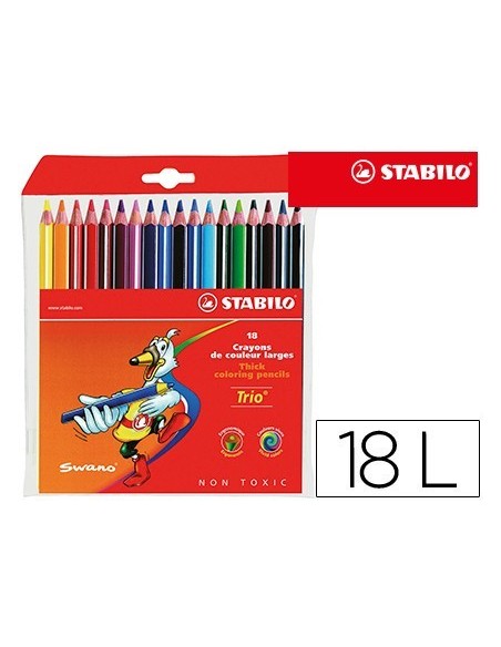 LAPICES DE COLORES STABILO TRIO CAJA DE 18 COLORES