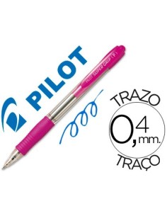 BOLIGRAFO PILOT SUPER GRIP ROSA RETRACTIL SUJECION DE CAUCHO TINTA BASE DE ACEITE