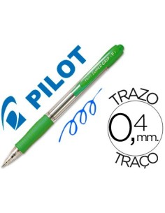 BOLIGRAFO PILOT SUPER GRIP VERDE CLARO RETRACTIL SUJECION DE CAUCHO TINTA BASE DE ACEITE