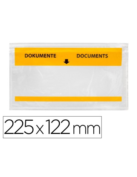 SOBRE AUTOADHESIVO Q-CONNECT PORTADOCUMENTOS MULTILINGUE 225X122 MM VENTANA TOTALMENTE TRANSPARENTE PAQUETE DE 100