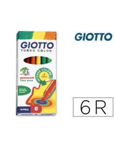 ROTULADOR GIOTTO TURBO COLOR CAJA DE 6 COLORES LAVABLES CON PUNTA BLOQUEADA