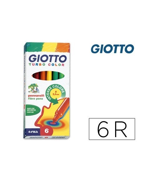 ROTULADOR GIOTTO TURBO COLOR CAJA DE 6 COLORES LAVABLES CON PUNTA BLOQUEADA