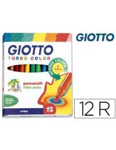 ROTULADOR GIOTTO TURBO COLOR CAJA DE 12 COLORES LAVABLES CON PUNTA BLOQUEADA