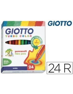 ROTULADOR GIOTTO TURBO COLOR CAJA DE 24 COLORES LAVABLES CON PUNTA BLOQUEADA