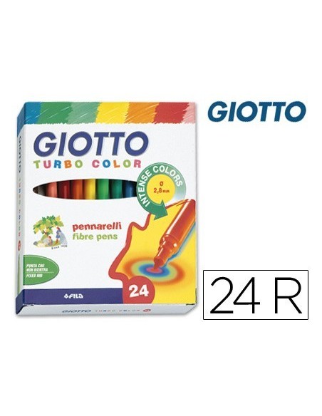 ROTULADOR GIOTTO TURBO COLOR CAJA DE 24 COLORES LAVABLES CON PUNTA BLOQUEADA