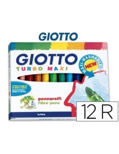 ROTULADOR GIOTTO TURBO MAXI CAJA DE 12 COLORES LAVABLES CON PUNTA BLOQUEADA