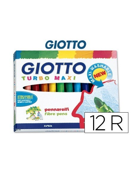 ROTULADOR GIOTTO TURBO MAXI CAJA DE 12 COLORES LAVABLES CON PUNTA BLOQUEADA