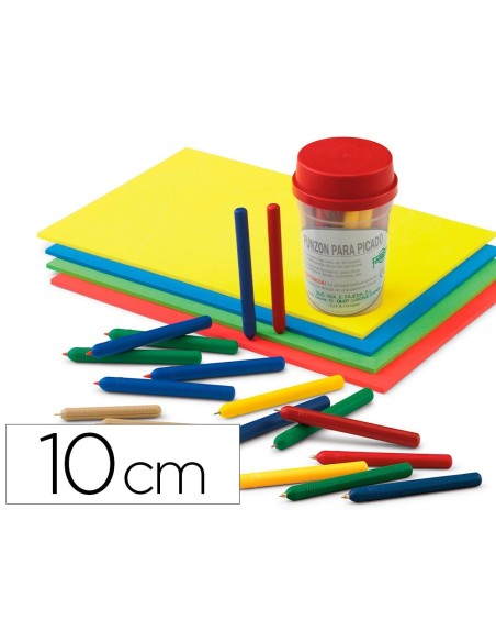PUNZON FAIBO PLASTICO CON PUNTA DE ACERO LATONADO 10 CM COLORES SURTIDOS