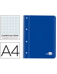 CUADERNO ESPIRAL LIDERPAPEL A4 MICRO SERIE AZUL TAPA BLANDA 80H 80 GR CUADRO5MM CON MARGEN 4 TALADROS AZUL