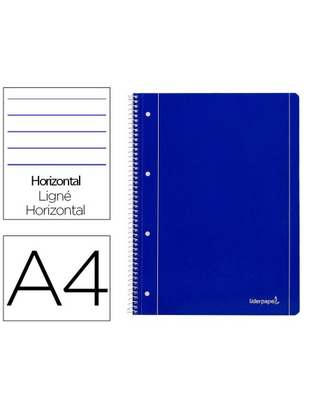 CUADERNO ESPIRAL LIDERPAPEL A4 MICRO SERIE AZUL TAPA BLANDA 80H 80 GR HORIZONTAL CON MARGEN 4 TALADROS AZUL