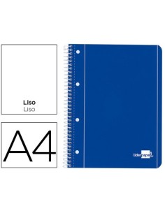 CUADERNO ESPIRAL LIDERPAPEL A4 MICRO SERIE AZUL TAPA BLANDA 80H 75 GR LISO CON MARGEN 4 TALADROS AZUL