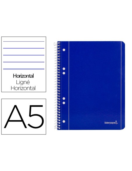 CUADERNO ESPIRAL LIDERPAPEL A5 MICRO SERIE AZUL TAPA BLANDA 80H 75 GR HORIZONTAL 6 TALADROS AZUL