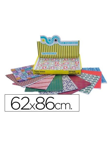 PAPEL DE REGALO IMPRESMA TAMAÑO 62X86 CM CAJA DE 200 HOJAS