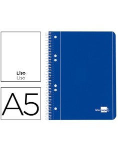 CUADERNO ESPIRAL LIDERPAPEL A5 MICRO SERIE AZUL TAPA BLANDA 80H 75 GR LISO 6TALADROS AZUL