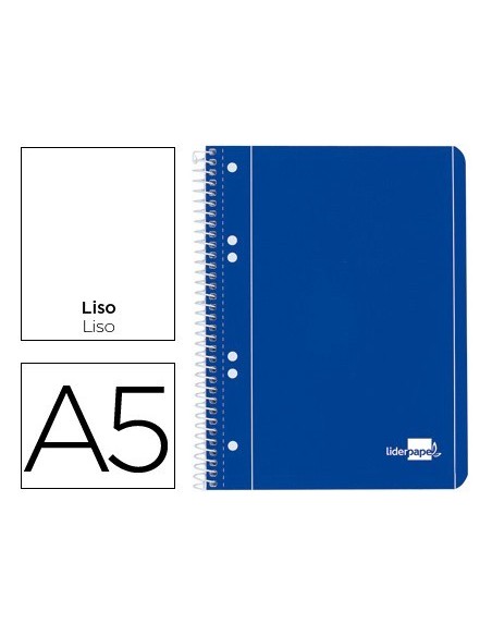 CUADERNO ESPIRAL LIDERPAPEL A5 MICRO SERIE AZUL TAPA BLANDA 80H 75 GR LISO 6TALADROS AZUL