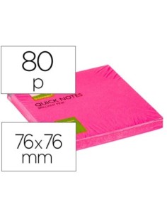 BLOC DE NOTAS ADHESIVAS QUITA Y PON Q-CONNECT 76X76 MM ROSA NEON 80 HOJAS