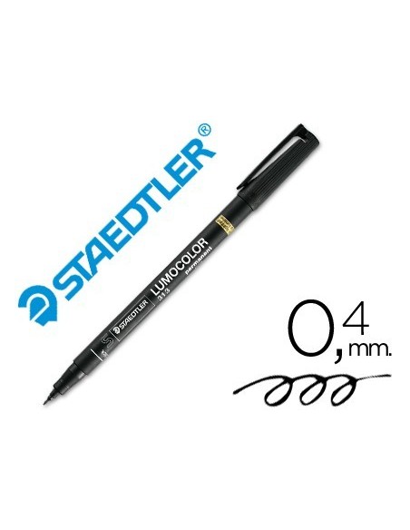 ROTULADOR STAEDTLER LUMOCOLOR RETROPROYECCION PUNTA DE FIBRAPERMANENTE 313-9 NEGRO PUNTA SUPER FINA REDONDA 0.4 MM