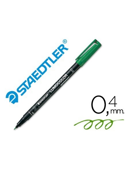 ROTULADOR STAEDTLER LUMOCOLOR RETROPROYECCION PUNTA DE FIBRAPERMANENTE 313-5 VERDE PUNTA SUPER FINA REDONDA 0.4 MM