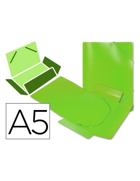 CARPETA LIDERPAPEL GOMAS SOLAPAS 34973 POLIPROPILENO DIN A5 VERDE