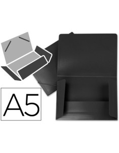 CARPETA LIDERPAPEL GOMAS SOLAPAS 34945 POLIPROPILENO DIN A5 NEGRA OPACO