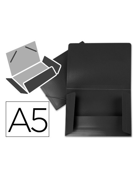 CARPETA LIDERPAPEL GOMAS SOLAPAS 34945 POLIPROPILENO DIN A5 NEGRA OPACO