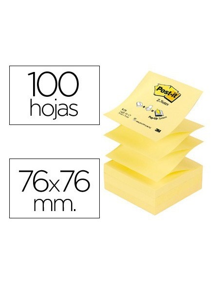 BLOC DE NOTAS ADHESIVAS QUITA Y PON POST-IT 76X76 MM Z-NOTES