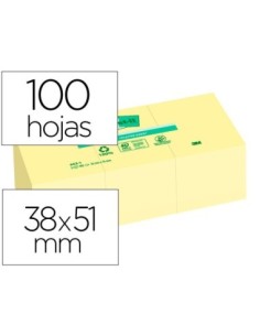 BLOC DE NOTAS ADHESIVAS QUITA Y PON POST-IT 38X51 MM PAPEL RECICLADO AMARILLO PACK DE 3 BLOCS 653-1