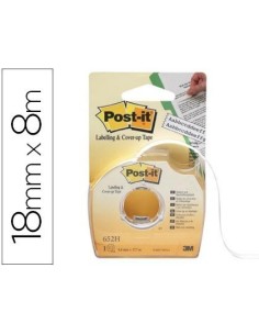 CINTA ADHESIVA POST-IT PARA OCULTAR Y ETIQUETAR 2 LINEAS 18 MT X 8 MM EN PORTARROLLO