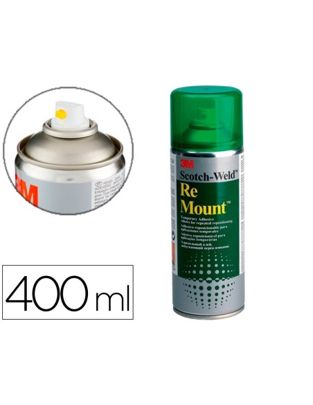 PEGAMENTO 3M SPRAY REMOUNT ADHESIVO REPOSICIONABLE INDEFINIDAMENTE BOTE DE 400 ML