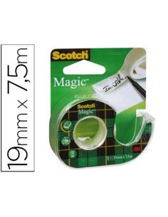 CINTA ADHESIVA SCOTCH MAGIC INVISIBLE 7,5 MT X 19 MM EN PORTARROLLO