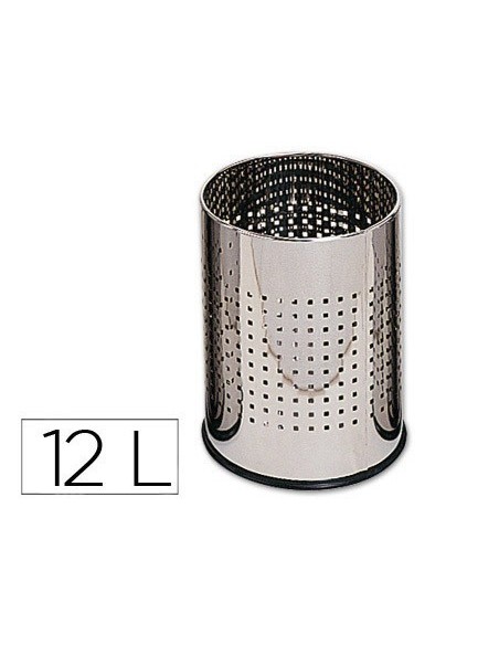 PAPELERA METALICA Q-CONNECT PERFORADA CROMADA 250X325 MM