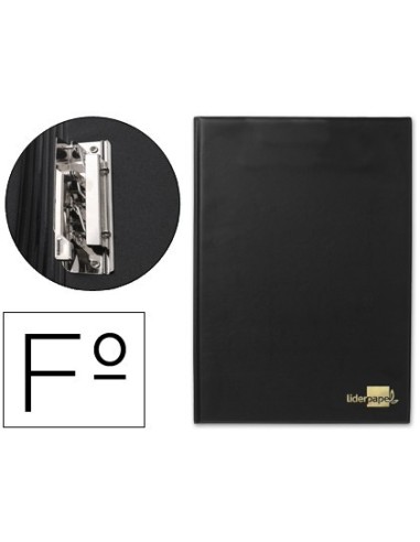 CARPETA LIDERPAPEL MINICLIP LATERAL FOLIO PLASTICO NEGRO