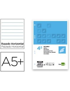 RECAMBIO LIDERPAPEL CUARTO 100 HOJAS 60G/M2 HORIZONTAL CON MARGEN 6 TALADROS