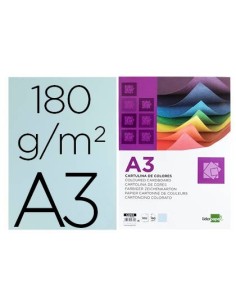 CARTULINA LIDERPAPEL A3 180G/M2 CELESTE PAQUETE DE 100HOJAS