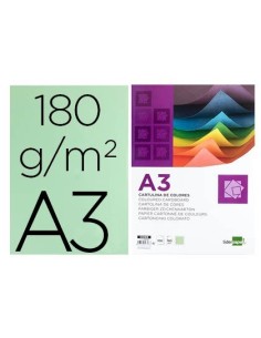 CARTULINA LIDERPAPEL A3 180G/M2 VERDE PAQUETE DE 100 HOJAS